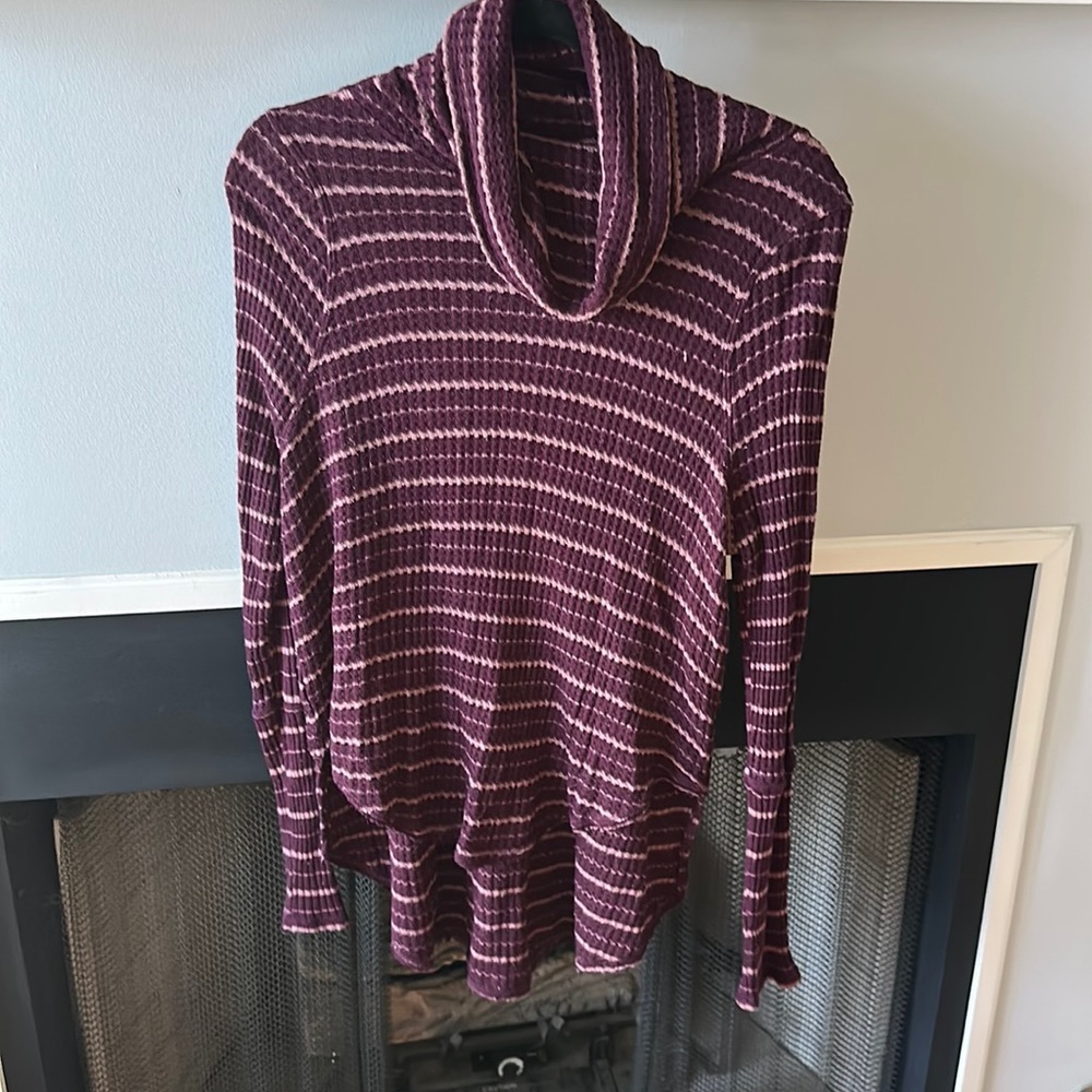 Free People purple striped cowl neck sweater